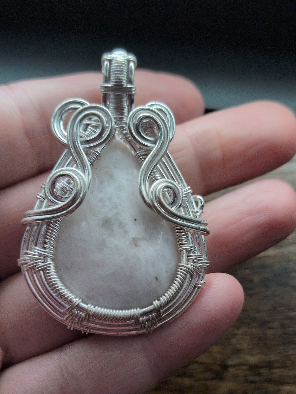 Silver Wrapped Moonstone Pendant